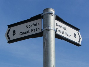 Norfolk Coast Path metal waymarkers in Gt Yarmouth Norfolk Coast Path metal waymarkers in Gt Yarmouth