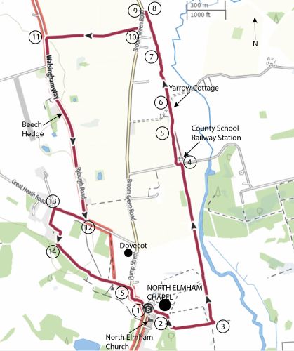 North Elmham Circular Walk map North Elmham Circular Walk map
