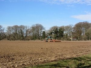 Fields being drilled along the Peddars Way National Trail