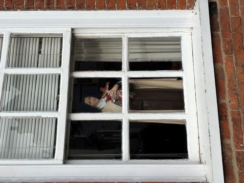 Walsingham shrine in window Walsingham shrine in window