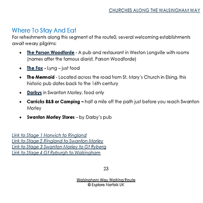 Walsingham Way guide Where to eat Walsingham Way guide Where to eat