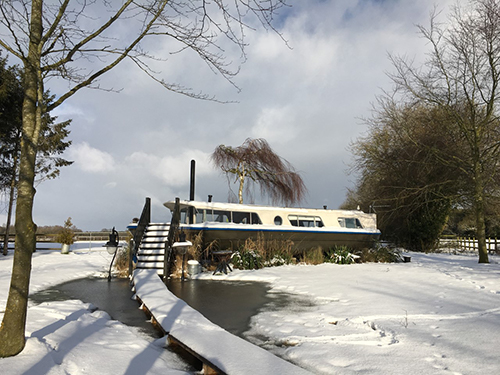 The Woodland Boat in snow