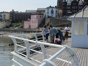 Crabbing from Cromer Pier