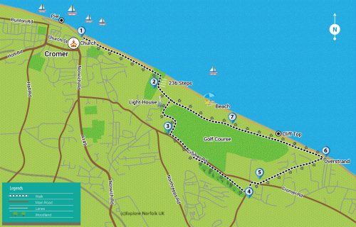 Map of the Cromer Lighthouse walk Cromer Lighthouse Circular Walk