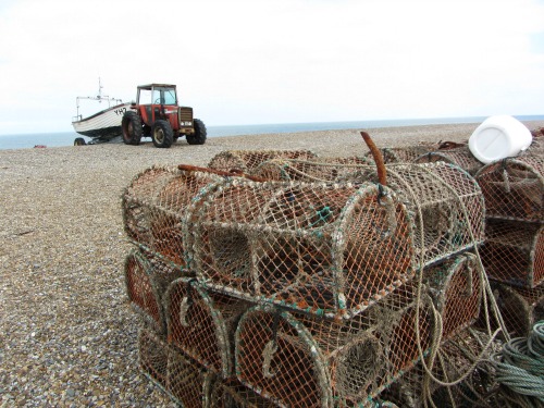 Lobster pots on Cley beach
