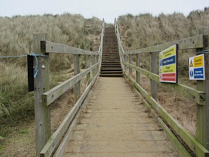 The steps to the seal viewing platform at Horsey Gap