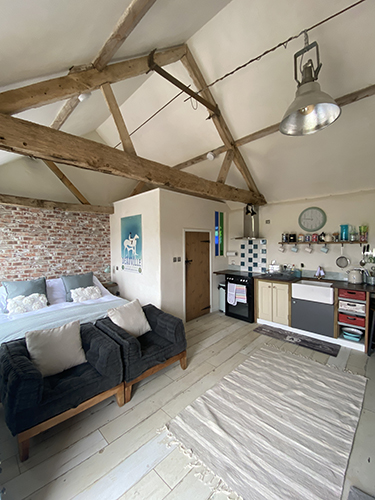 The open plan interior of Jimmy's Shed Open plan living area