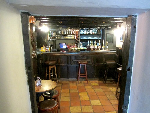 The oak carved bar at the Lifeboat Inn The oak carved bar at the Lifeboat Inn