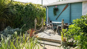 The private decking at Pine Lodge