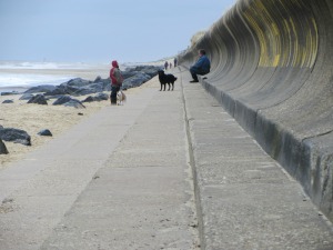 Dog walking on Sea Palling Beach Dog walking on Sea Palling Beach