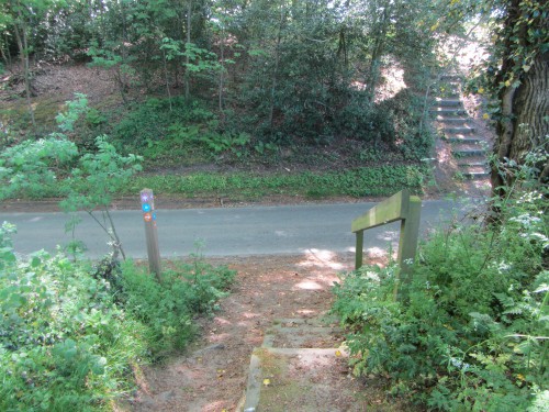 Steps down onto a quiet lane
